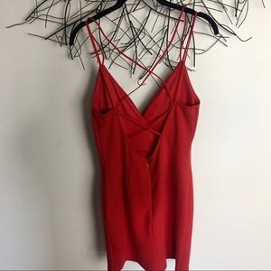 TOBI red strappy mini dress. Sexy lipstick red
